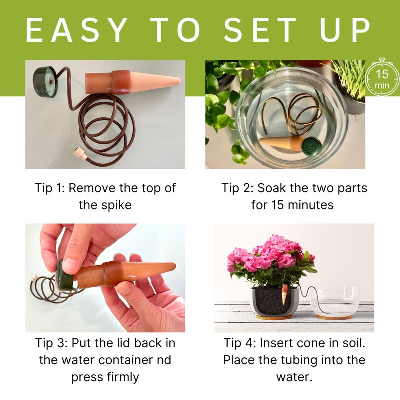Blumat Classic Self-Watering Stakes - Automatic Drip Irrigation System for Indoor Plant Watering & Outdoor - Water Drip Solution for Potted Plants - Slow Release Stakes, 25 Pack, wo Adapter - Image 3